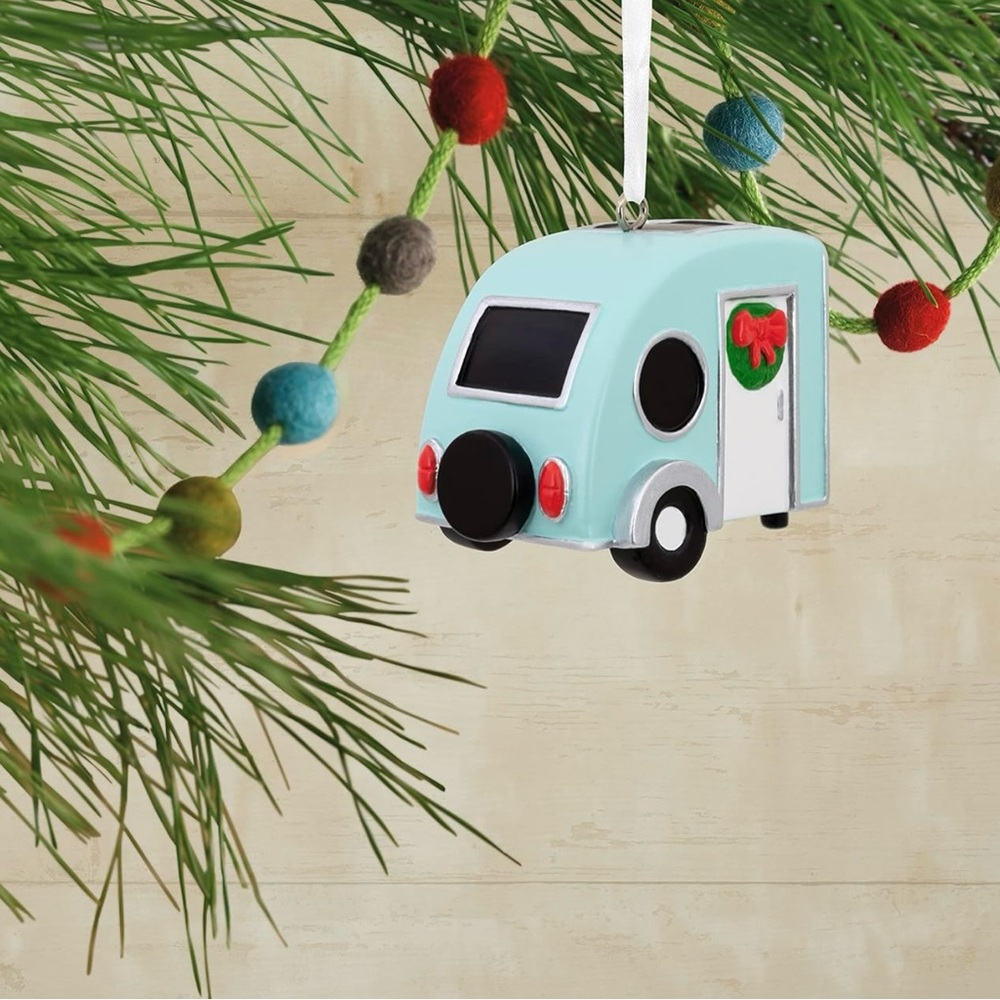 New Hallmark Retro Blue Camper Trailer Ornament Christmas Holidays Camping